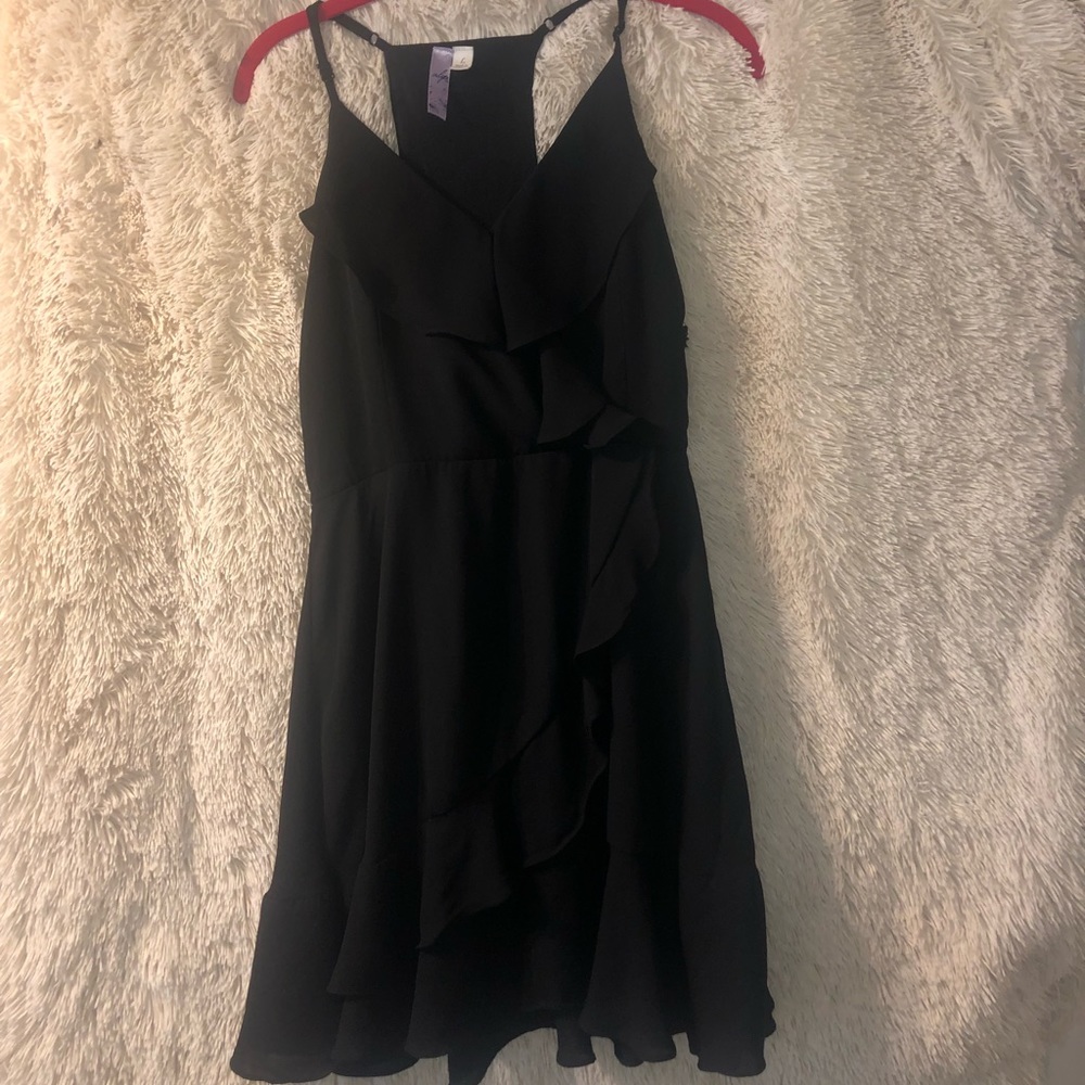 Black racer back ruffled dress